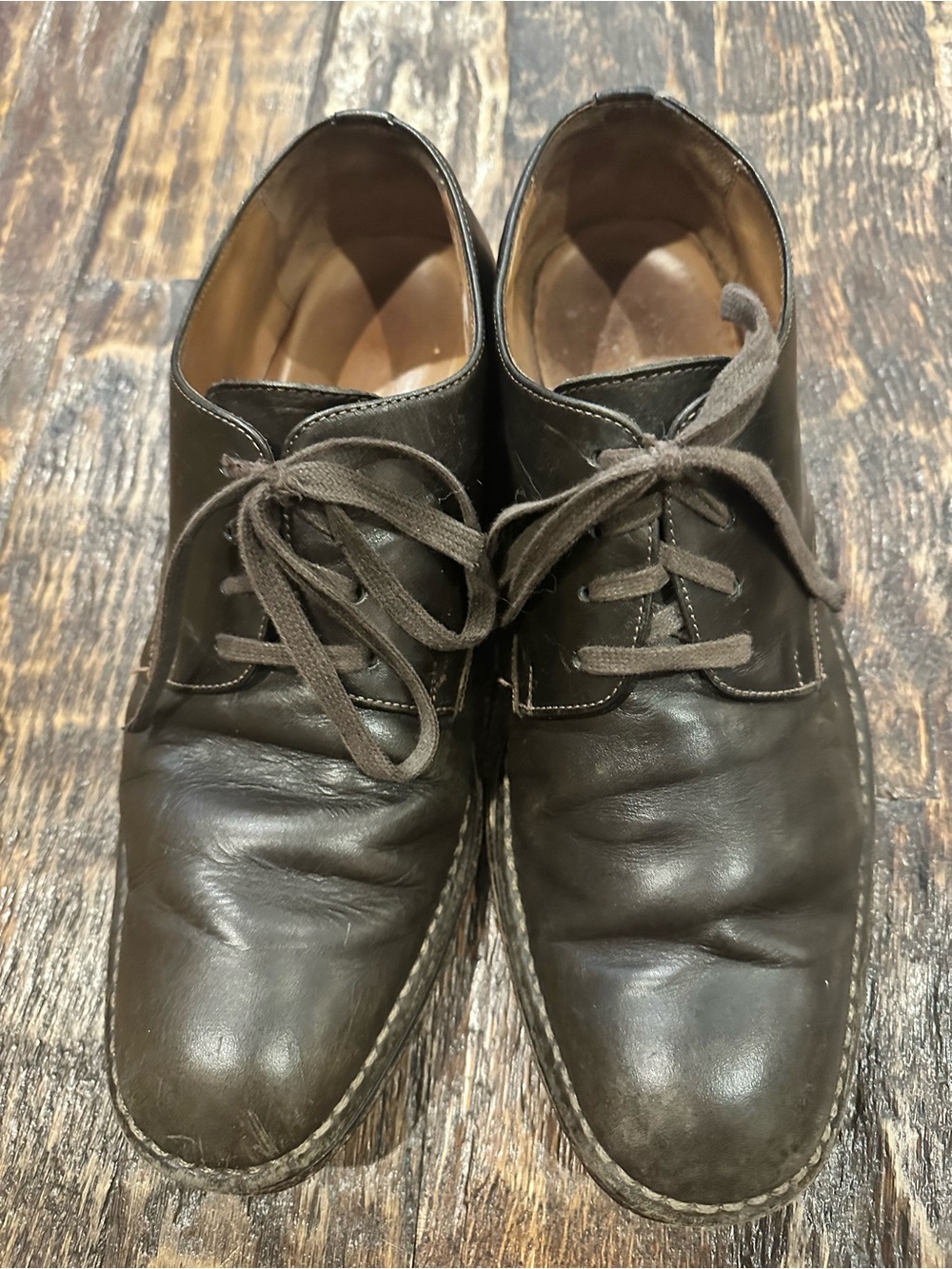 John Varvatos Brown Leather Derby Shoes made in Italy